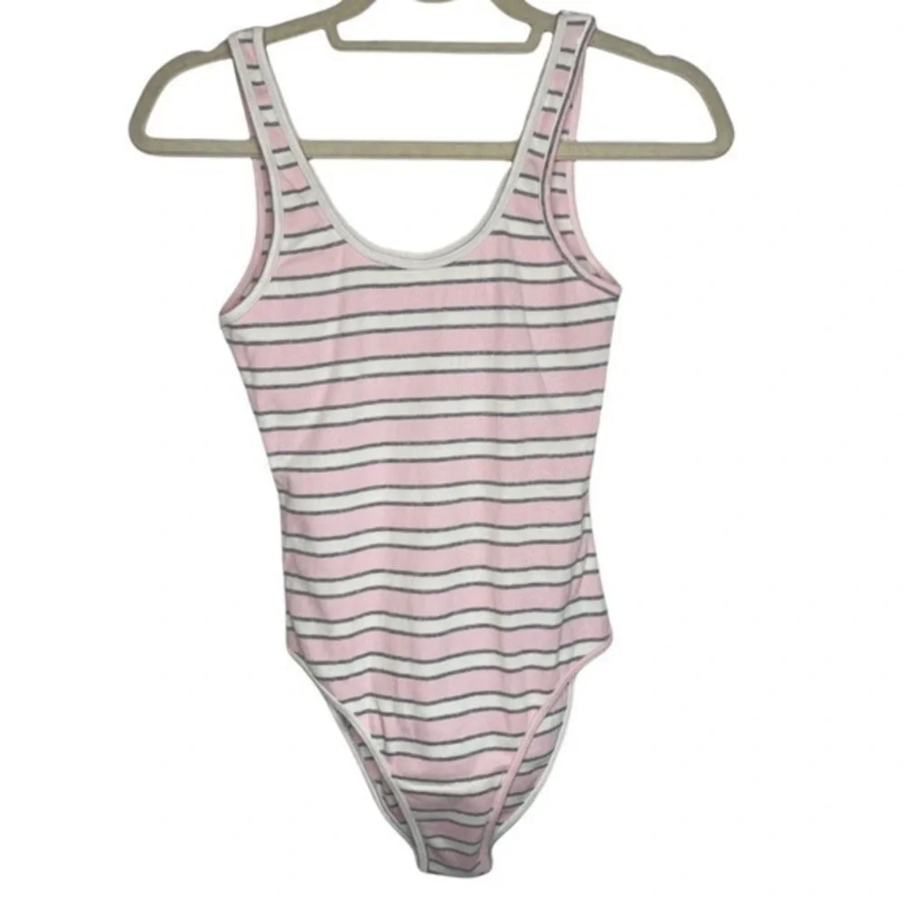 AMERICAN Apparel Pink Striped Bodysuit Size Small - Picture 1 of 4